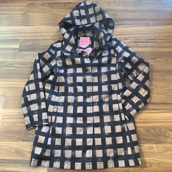Kate Spade Black and Tan Grid Water-Resistant Rain Jacket - Picture 5 of 16